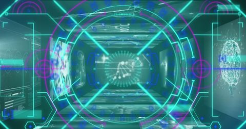 Futuristic Interface with Neon Scanner and Medical Data Visualization - Download Free Stock Images Pikwizard.com