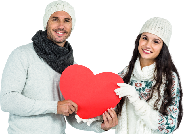 Smiling Couple Holding Large Red Paper Heart Transparent Background - Download Free Stock Videos Pikwizard.com