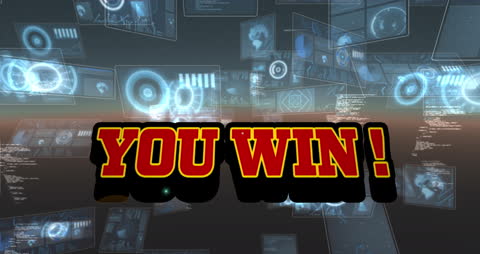You Win Animation with Futuristic Data Background