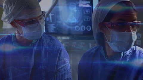 Surgery Team Analyzing Digital Medical Data In Operative Unit