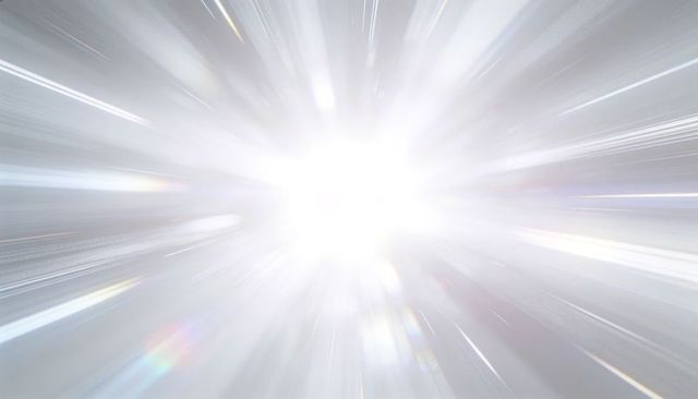 Radiant light burst emitting central white core with radial streaks and chromatic flare