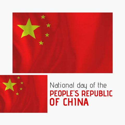 chinese national day celebration with flag and bold typography - Download Free Stock Templates Pikwizard.com
