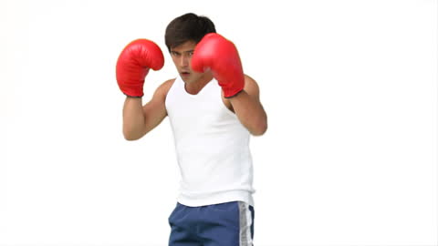 Focused Fighter Training with Boxing Gloves