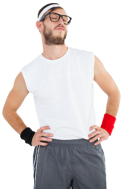 Transparent Image of Geeky Hipster Posing in Sportswear - Download Free Stock Videos Pikwizard.com