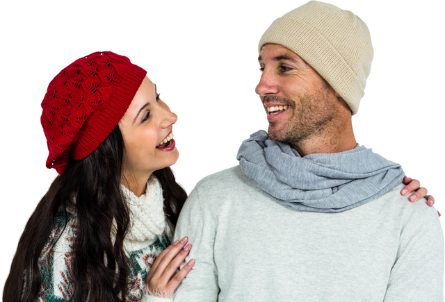 Transparent Happy Couple Smiling in Winter Fashion - Download Free Stock Videos Pikwizard.com