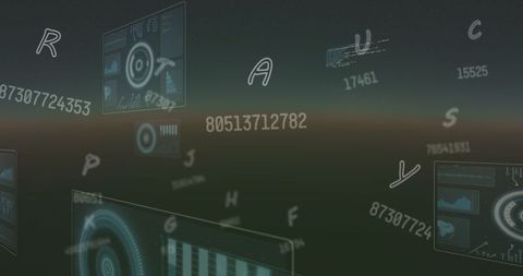 Data Streaming with Digital Numbers on Green Backdrop