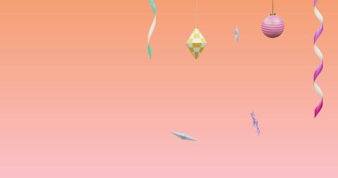 Festive Decorations Floating on Vibrant Pink Background