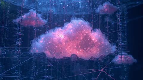 Futuristic Digital Cloud with Illuminated Network Strands