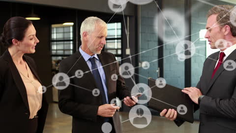 Business Networking: Professionals Discuss Strategies with Digital Communication