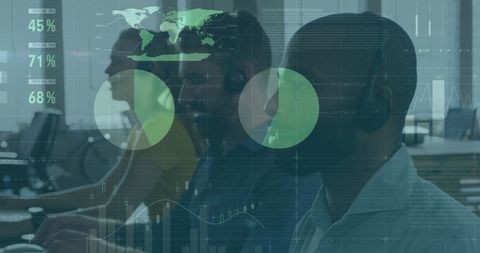 Financial Data Processing with Diverse Business Team in Modern Office