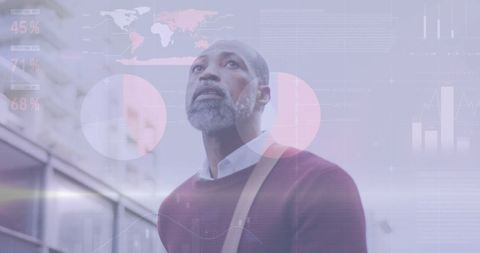 African American Businessman Engaged with Digital Data in Urban Landscape - Download Free Stock Images Pikwizard.com