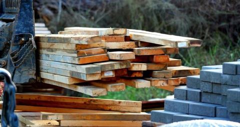 Heavy Duty Plank Lifting with Forklift at Storage Yard