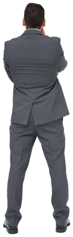 Thoughtful Caucasian Businessman on Transparent Background Isolated