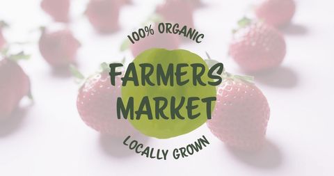 Farmers Market Design with Organic Strawberries Background