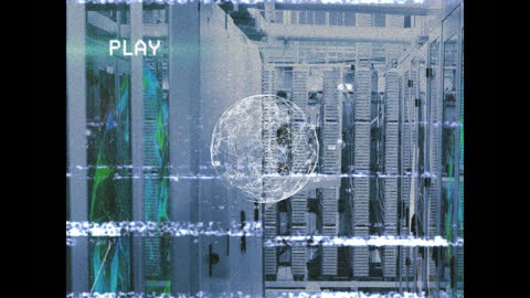 Futuristic Digital Network Overlay on Computer Servers