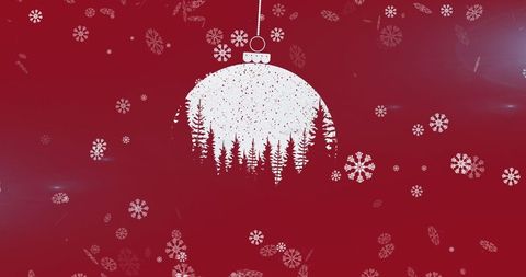 Festive Snowflakes and Christmas Bauble On Red Background