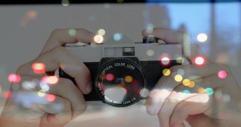 Capturing Urban Nightscape with Vintage Camera and Bokeh