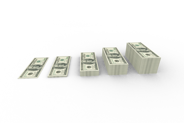 Stacked US Dollar Bills Increasing Against Transparent Background - Download Free Stock Videos Pikwizard.com