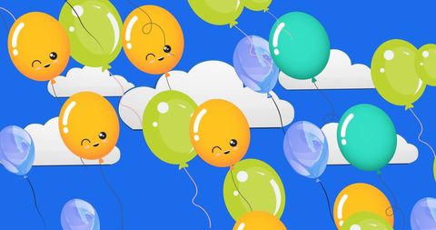 Colorful Balloons in Cloudy Blue Sky Illustration - Download Free Stock Images Pikwizard.com