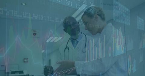 Doctors Analyzing Digital Health Data in Hospital Environment