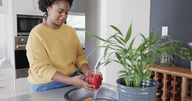 Woman Washing Vegetables in Kitchen Sink at Home - Download Free Stock Images Pikwizard.com