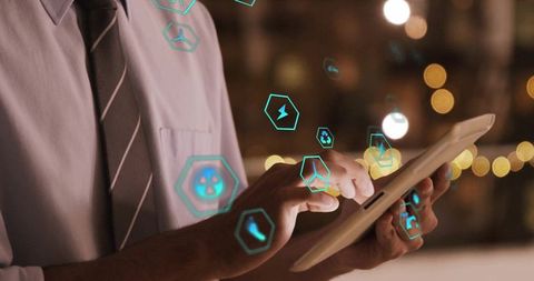 Businessman Engaged with Futuristic Green Energy Technology