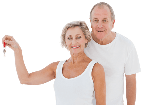 happy mature couple holding new house key on transparent background - Download Free Stock Videos Pikwizard.com
