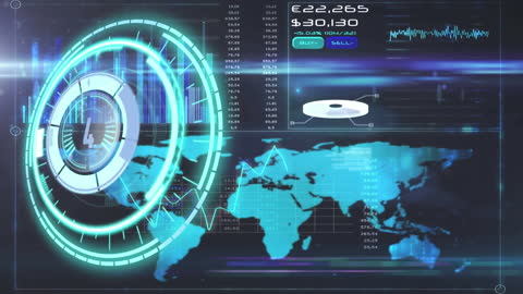 Futuristic Digital Interface with Neon Scanner and Data