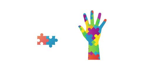 Colorful Puzzle Pieces Forming a Hand on White Background - Download Free Stock Images Pikwizard.com
