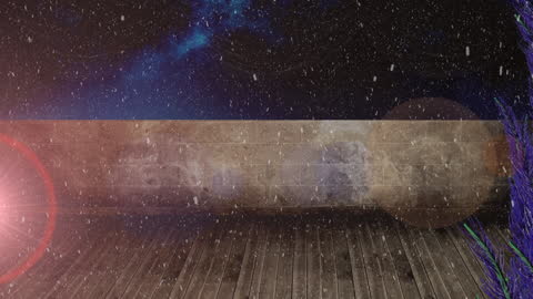 Abstract Night Sky with Light Trails and Falling Snow