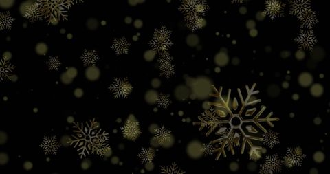 Golden Snowflakes Glowing Against Dark Background - Download Free Stock Images Pikwizard.com