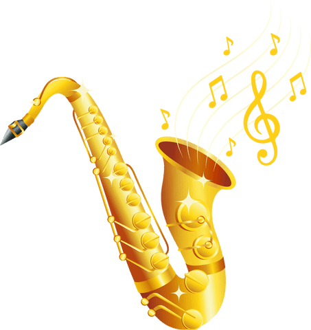 elegant golden saxophone with musical notes on transparent background - Download Free Stock Videos Pikwizard.com