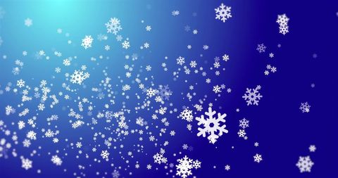 Floating Snowflakes on a Blue Backdrop with Holiday Glow