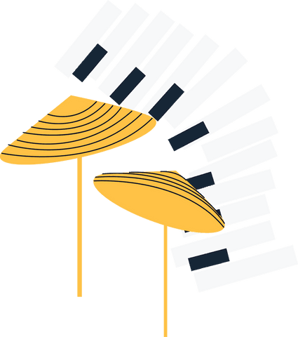 Abstract musical instruments and keyboard design in transparent composition
