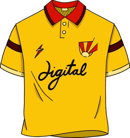 yellow polo shirt with red collar and graphic design on transparent background - Download Free Stock Videos Pikwizard.com