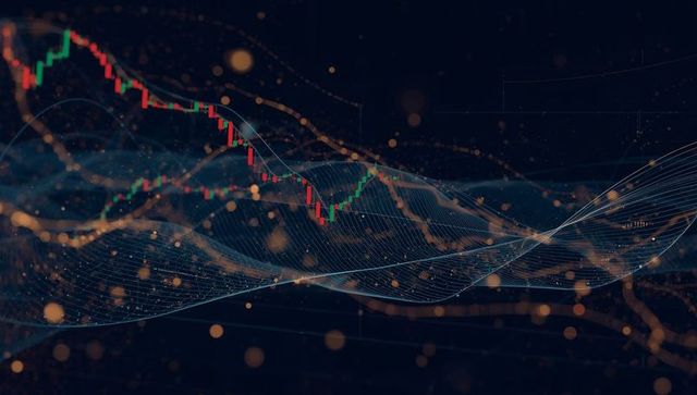 Abstract Financial Analysis with Candlestick Chart and Digital Waves