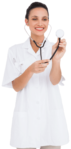 smiling nurse using stethoscope on transparent background - Download Free Stock Videos Pikwizard.com
