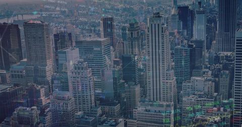 Cityscape with Financial Data Overlays for Economic Concepts - Download Free Stock Images Pikwizard.com