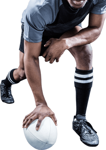 Transparent View of Rugby Player Holding Ball