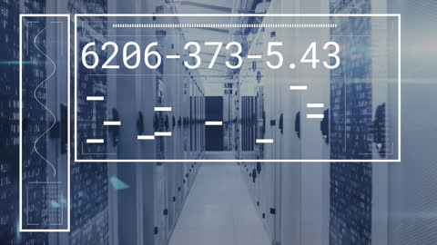 Digital Data Flow in Modern Server Room with Analytics Overlay