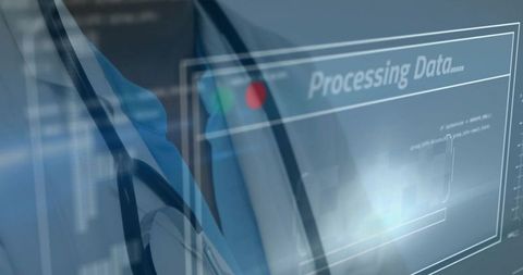 Nurse examining holographic medical data display with stethoscope, clinical technology concept