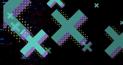 Dynamic Geometric Crosses on Dark Background