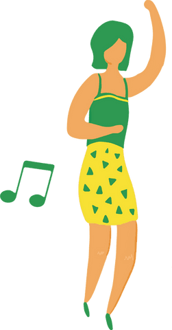 stylized dancing woman with green musical note on transparent background - Download Free Stock Videos Pikwizard.com