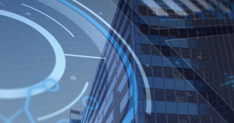 Futuristic Interface Overlay on Modern Office Building - Download Free Stock Images Pikwizard.com