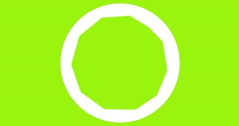 Lime green minimal octagon inside white circular ring featuring bold flat geometry