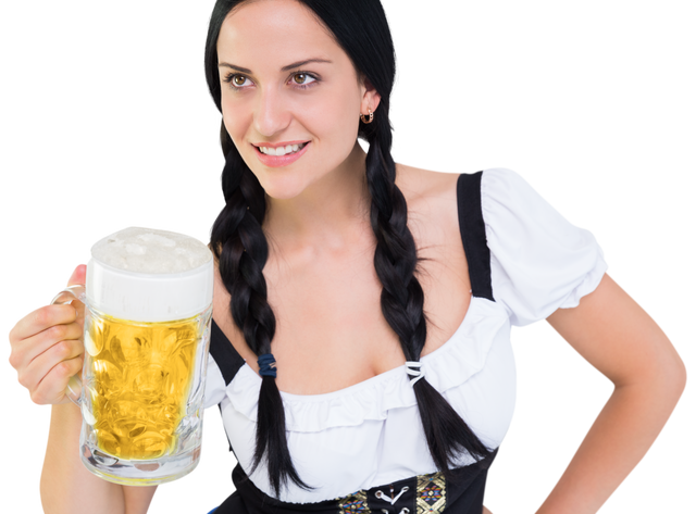 Transparent Oktoberfest Girl Smiling and Holding Beer Stein - Download Free Stock Videos Pikwizard.com