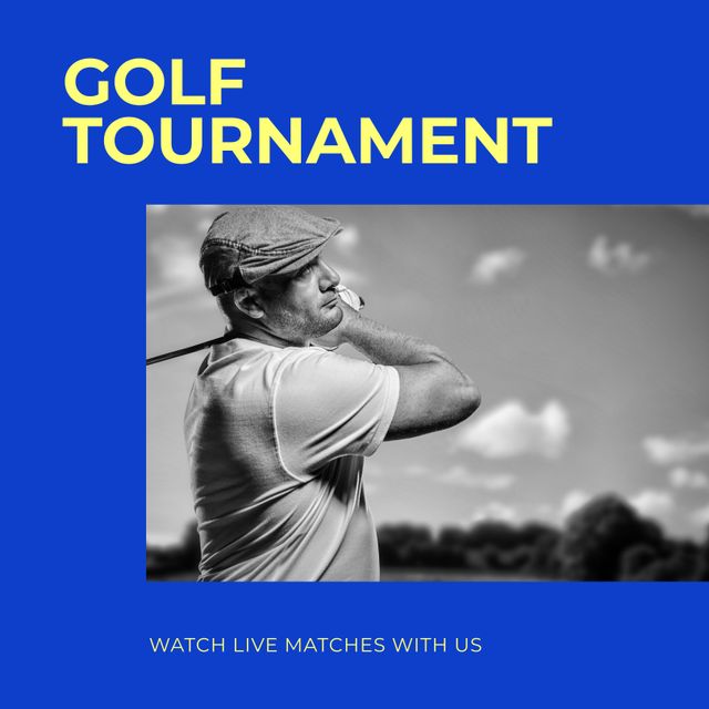 Golf Tournament Promotion with Player and Cloudy Sky in Background - Download Free Stock Templates Pikwizard.com