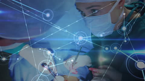 Innovative Surgery Scene with Digital Connections Illustrating Technological Integration