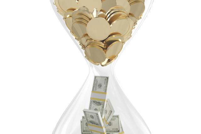 Transparent Hourglass with Coins Converting to Cash - Download Free Stock Videos Pikwizard.com