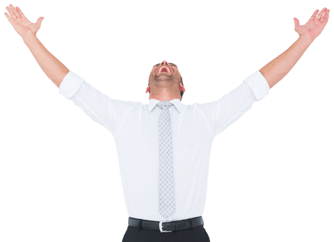 Transparent Cheering Businessman Success Celebration